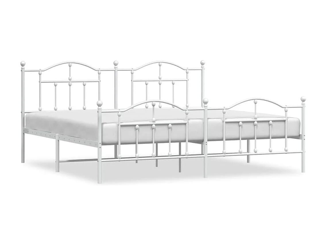Lit double | Lit adulte | Cadre de lit métal et pied de lit blanc 200x200 cm