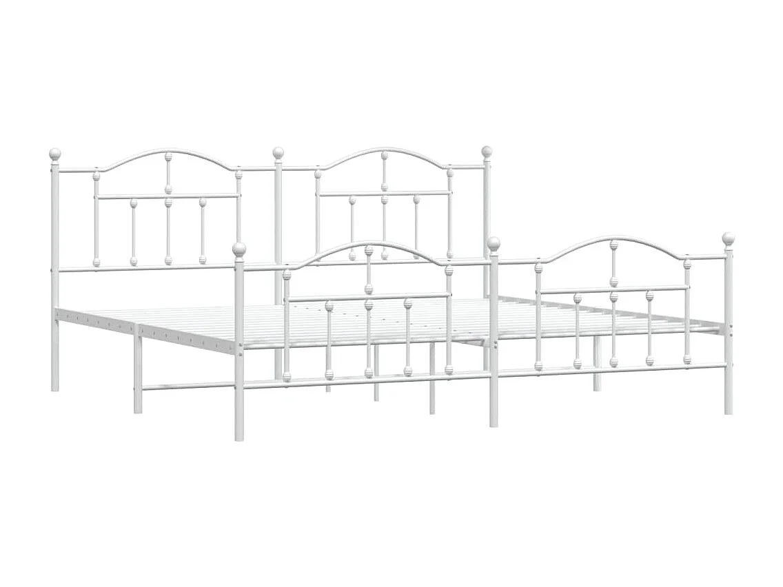 Lit double | Lit adulte | Cadre de lit métal et pied de lit blanc 200x200 cm