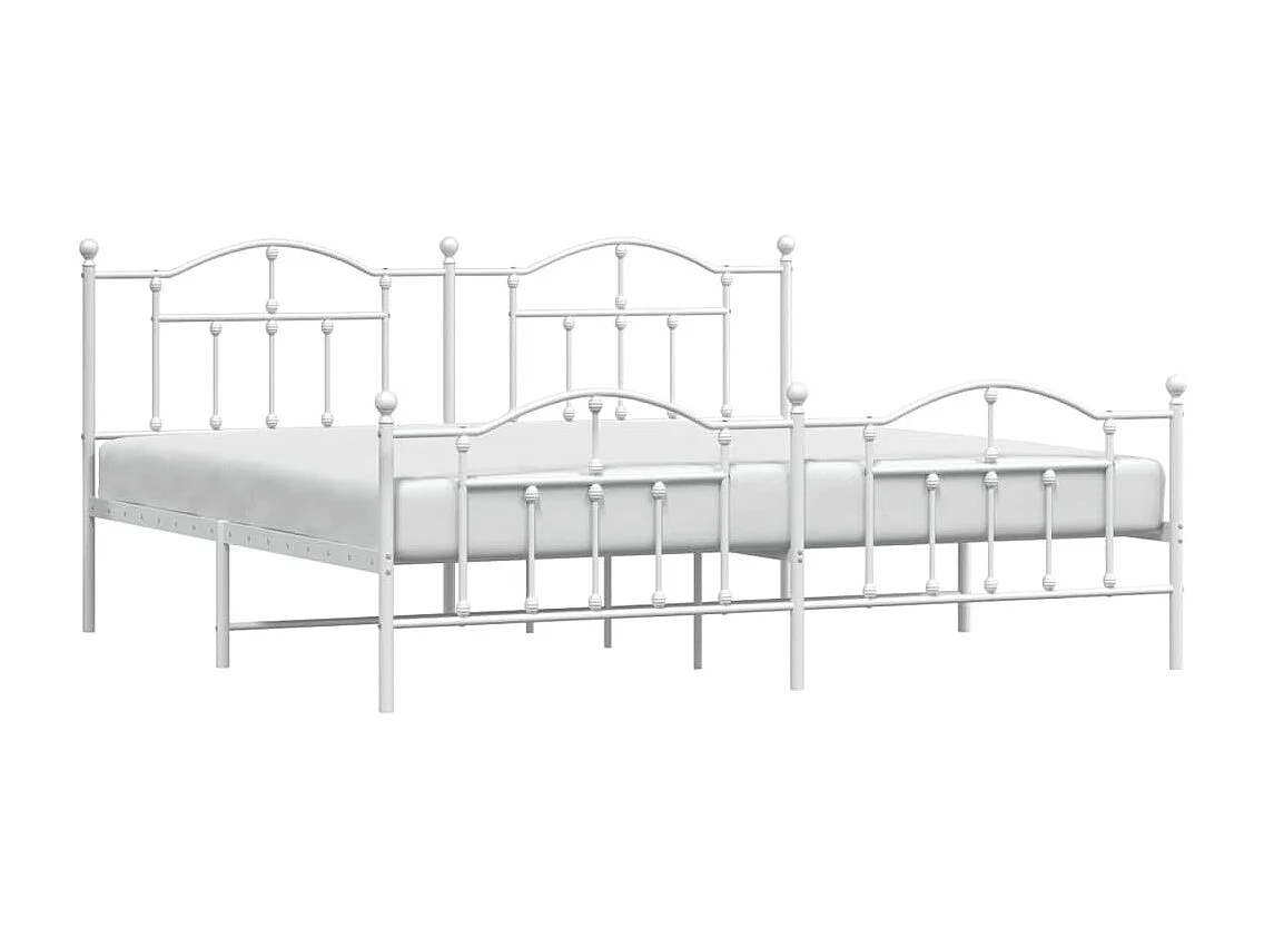 Lit double | Lit adulte | Cadre de lit métal et pied de lit blanc 200x200 cm