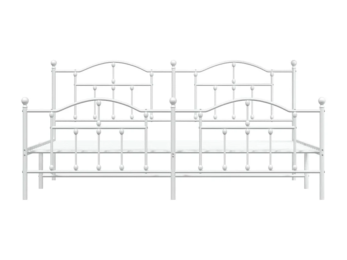 Lit double | Lit adulte | Cadre de lit métal et pied de lit blanc 200x200 cm