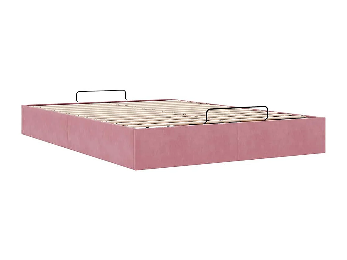 Lit double | Lit adulte | Cadre de lit ottoman rose 140x200 cm velours