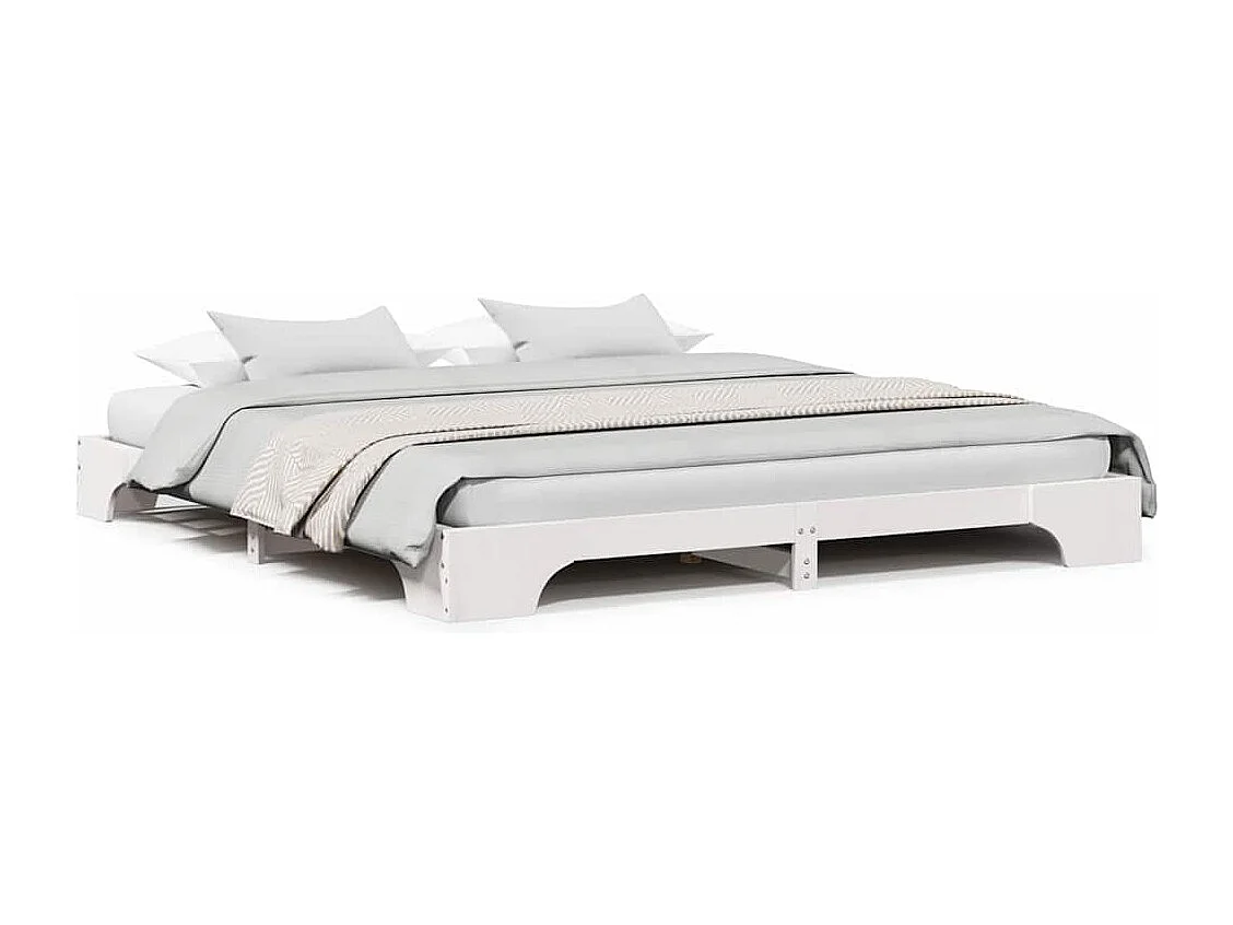 Lit double | Lit adulte | Cadre de lit Blanc 180x200 cm en Bois Massif