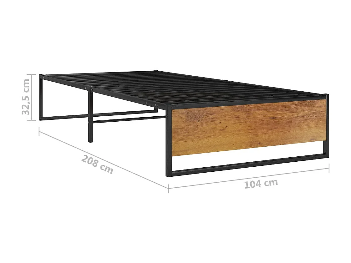 Lit simple | Lit adulte, enfant | Cadre de lit noir métal 100x200 cm