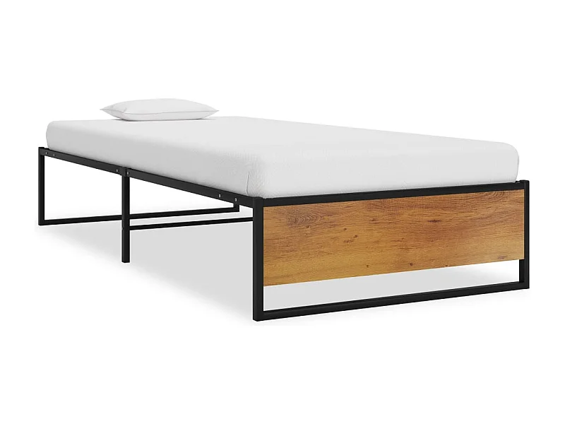 Lit simple | Lit adulte, enfant | Cadre de lit noir métal 100x200 cm