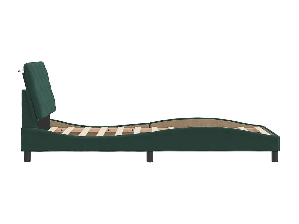 Lit simple | Lit adulte, enfant | Cadre de lit avec lumières LED vert foncé 80x200 cm velours