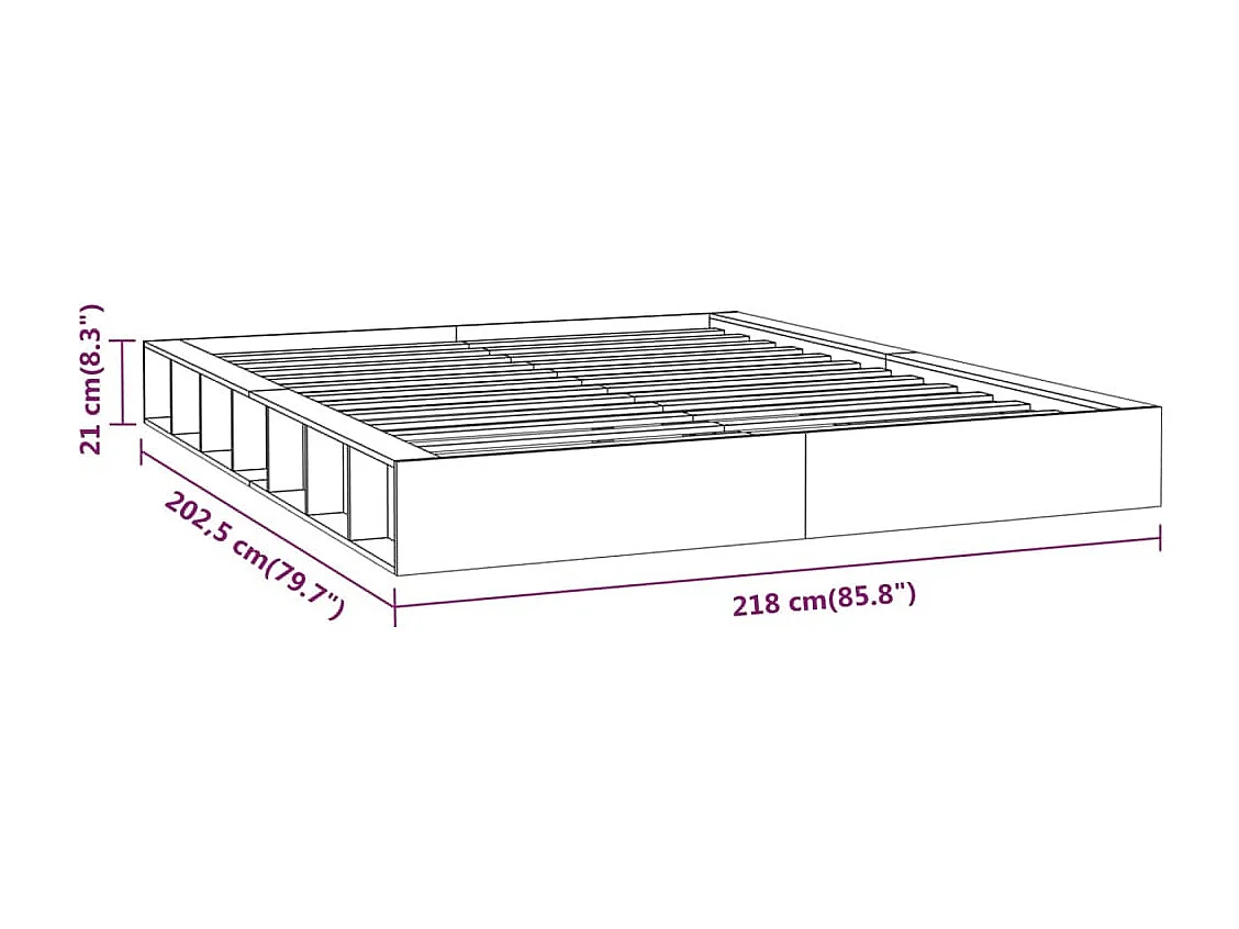 Lit double | Lit adulte | Cadre de lit blanc 200x200 cm bois massif