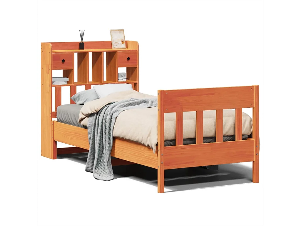Lit simple | Lit adulte, enfant | Cadre de lit cire marron 75x190 cm bois pin massif
