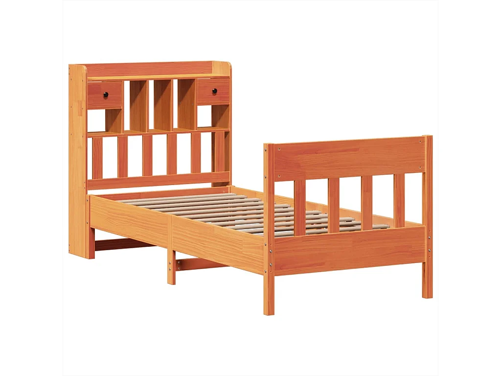 Lit simple | Lit adulte, enfant | Cadre de lit cire marron 75x190 cm bois pin massif