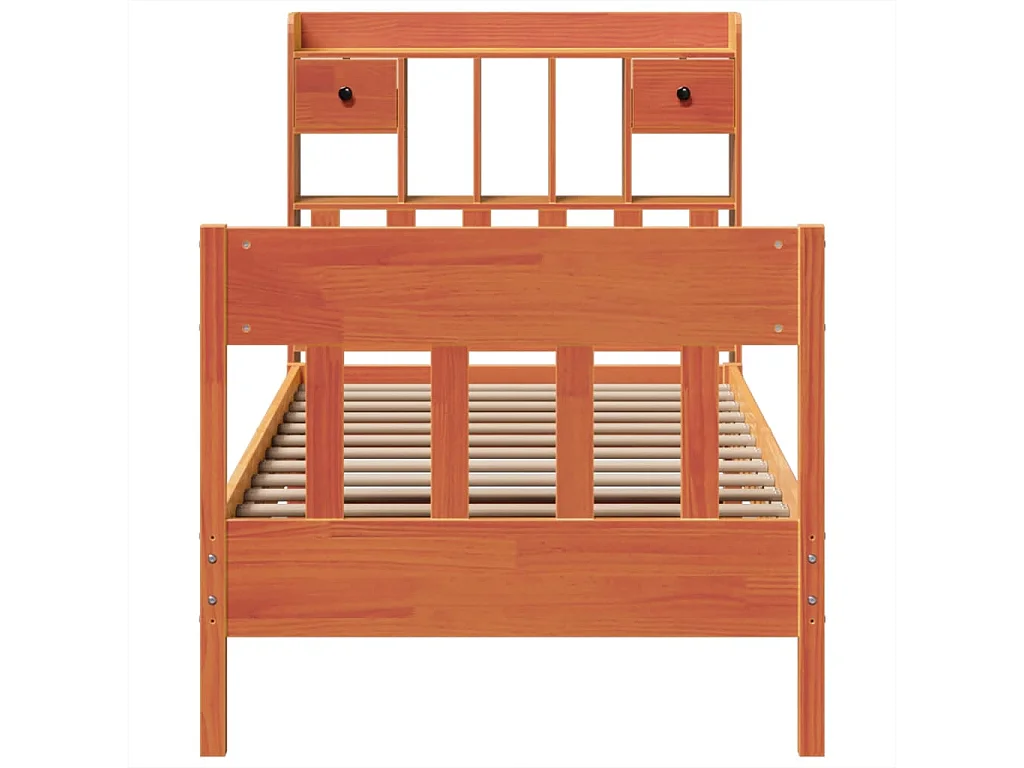Lit simple | Lit adulte, enfant | Cadre de lit cire marron 75x190 cm bois pin massif