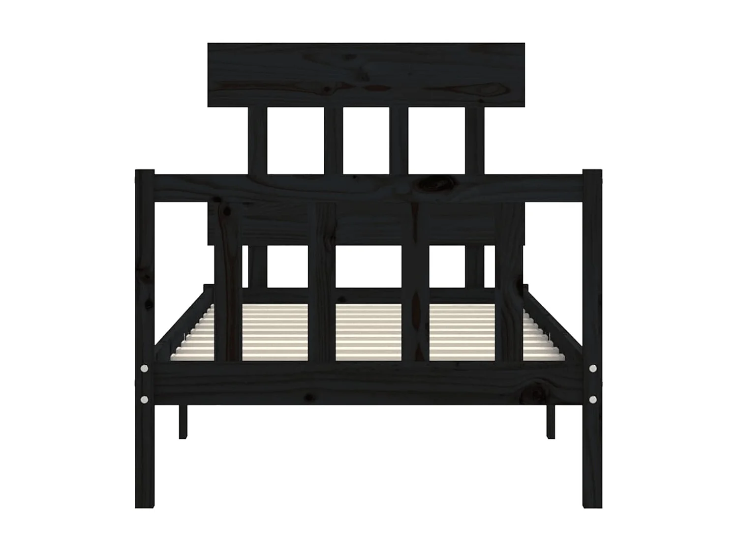 Lit simple | Lit adulte, enfant | Cadre de lit noir bois de pin massif 75x190 cm