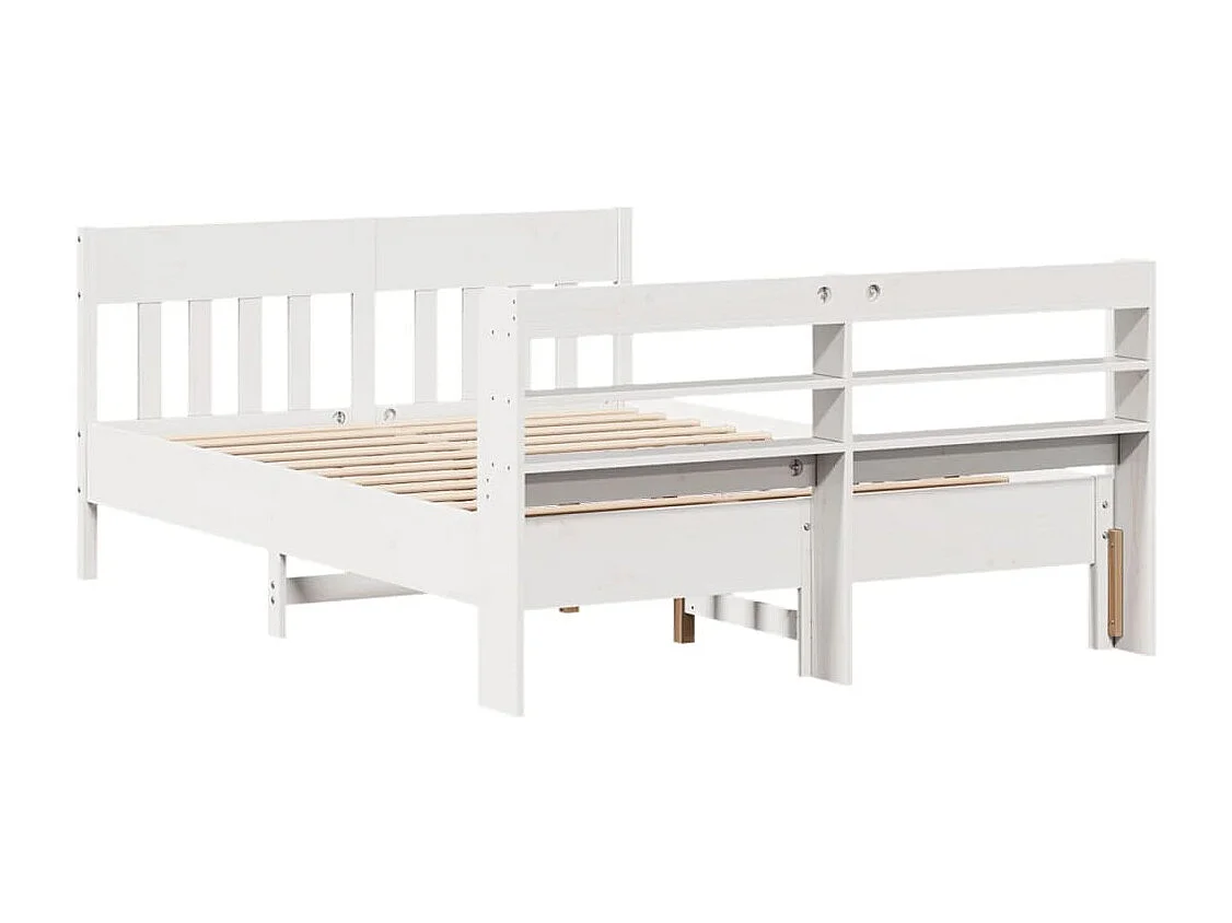 Lit double | Lit adulte | Cadre de lit blanc 140x190 cm bois de pin massif