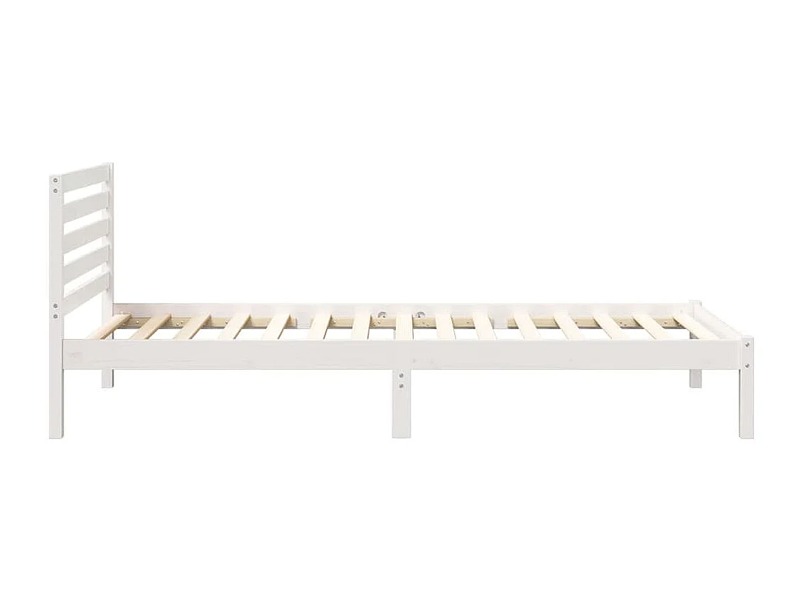 Lit simple | Lit adulte, enfant | Cadre de lit Blanc 90x210 cm Bois massif en pin