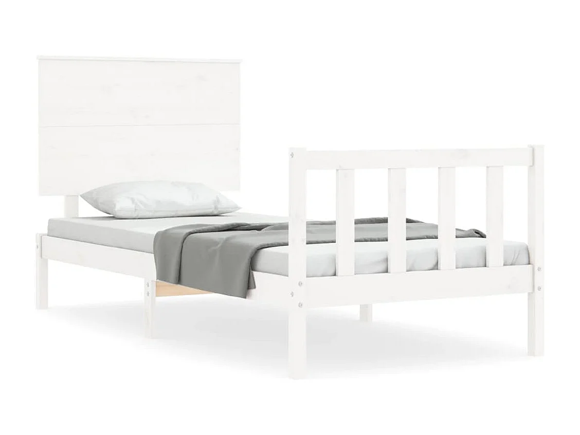 Lit simple | Lit adulte, enfant | Cadre de lit blanc 90x200 cm bois de pin massif