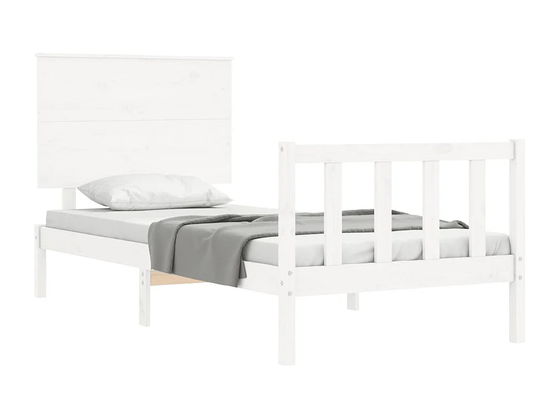 Lit simple | Lit adulte, enfant | Cadre de lit blanc 90x200 cm bois de pin massif