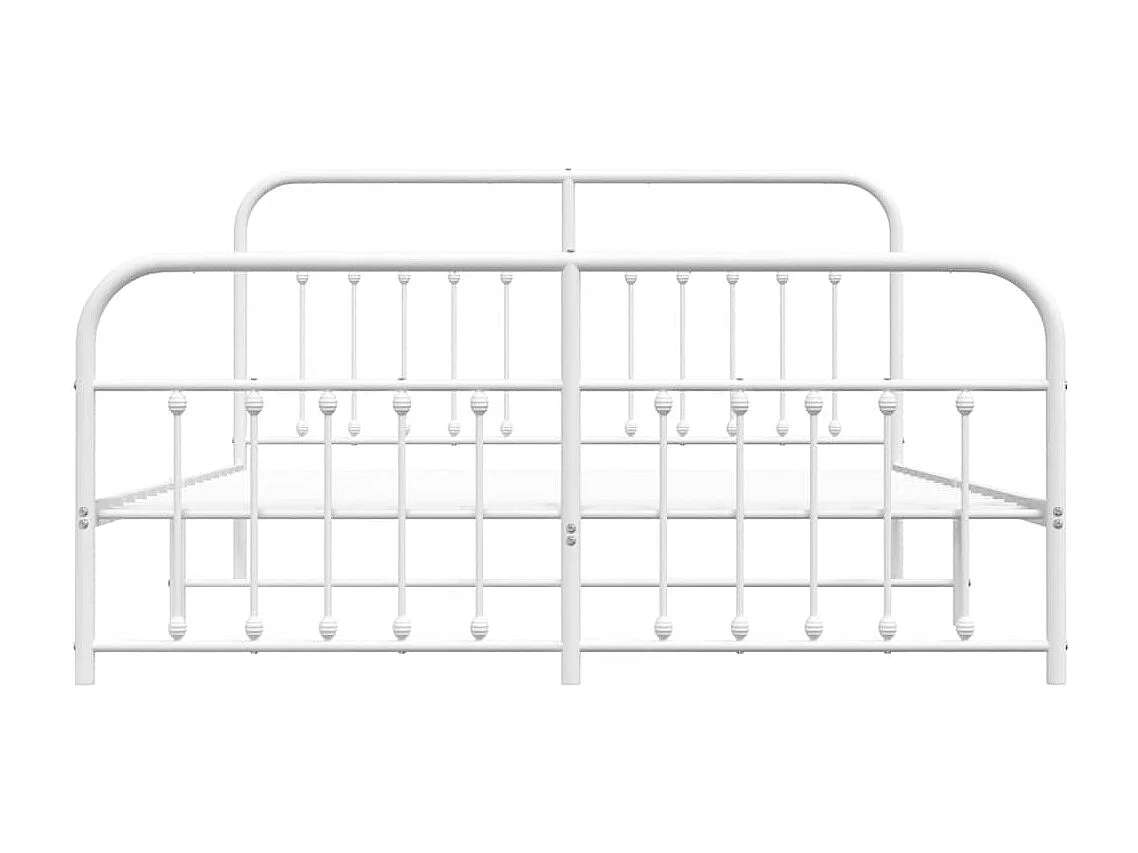 Lit double | Lit adulte | Cadre de lit métal et pied de lit blanc 183x213 cm