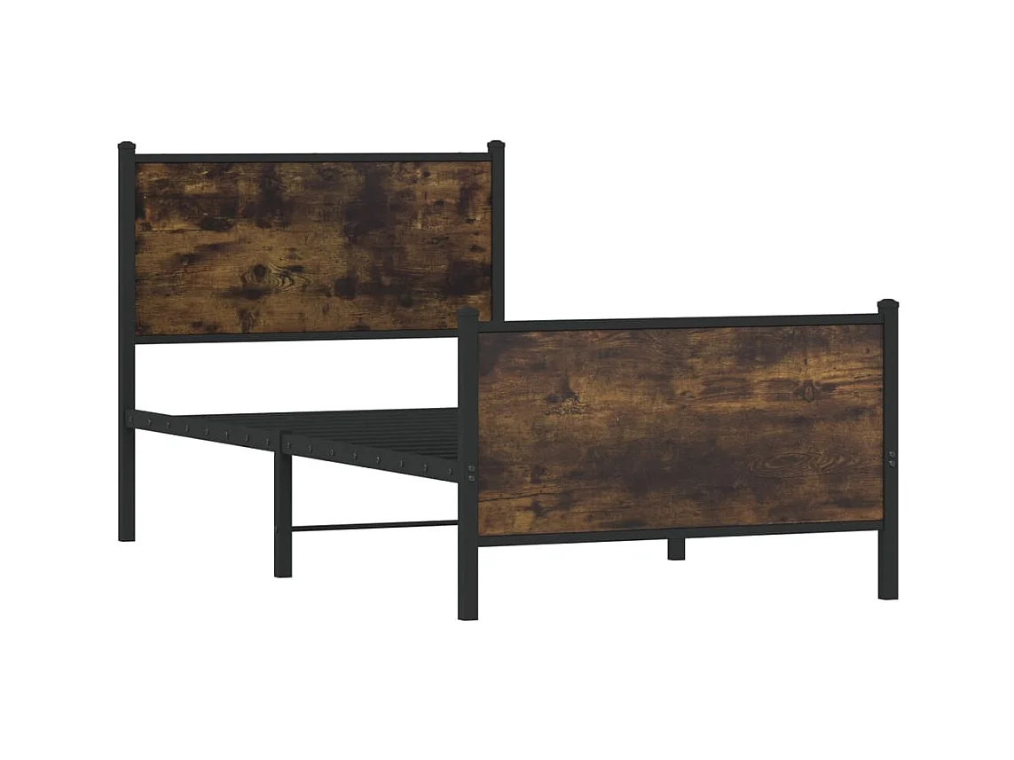 Lit simple | Lit adulte, enfant | Cadre de lit en métal chêne fumé 90x190 cm