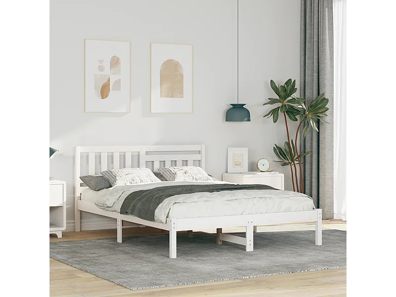 Lit simple | Lit adulte, enfant | Cadre de lit Blanc 120x190 cm Bois massif en pin