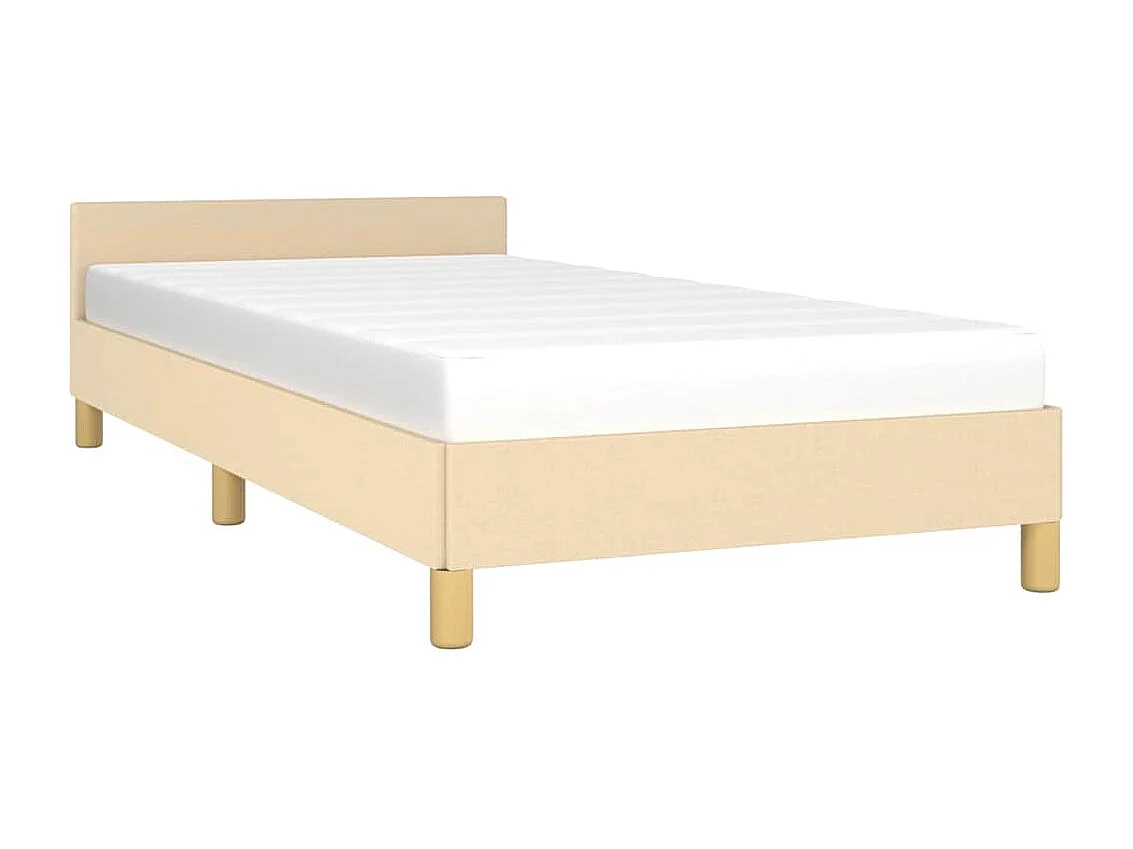 Lit simple | Lit adulte, enfant | Cadre de lit avec tête de lit crème 90x190cm tissu