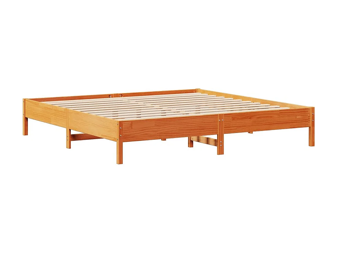 Lit double | Lit adulte | Cadre de lit cire marron 200x200cm bois pin massif