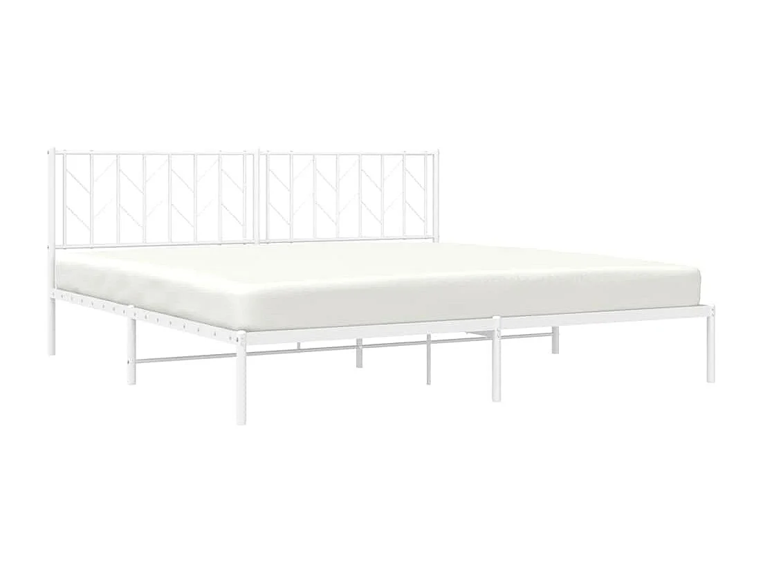 Lit double | Lit adulte | Cadre de lit métal et tête de lit blanc 193x203 cm