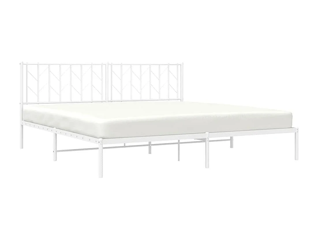 Lit double | Lit adulte | Cadre de lit métal et tête de lit blanc 193x203 cm
