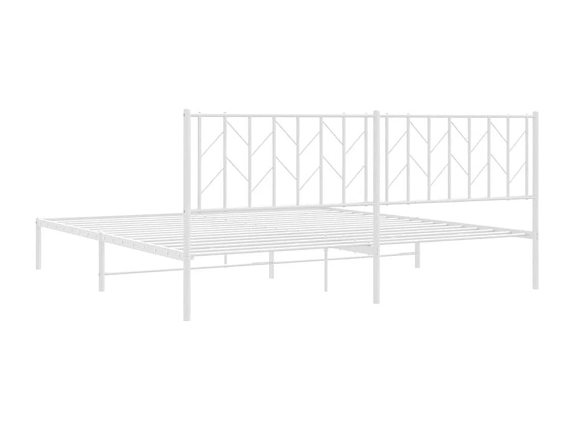Lit double | Lit adulte | Cadre de lit métal et tête de lit blanc 193x203 cm