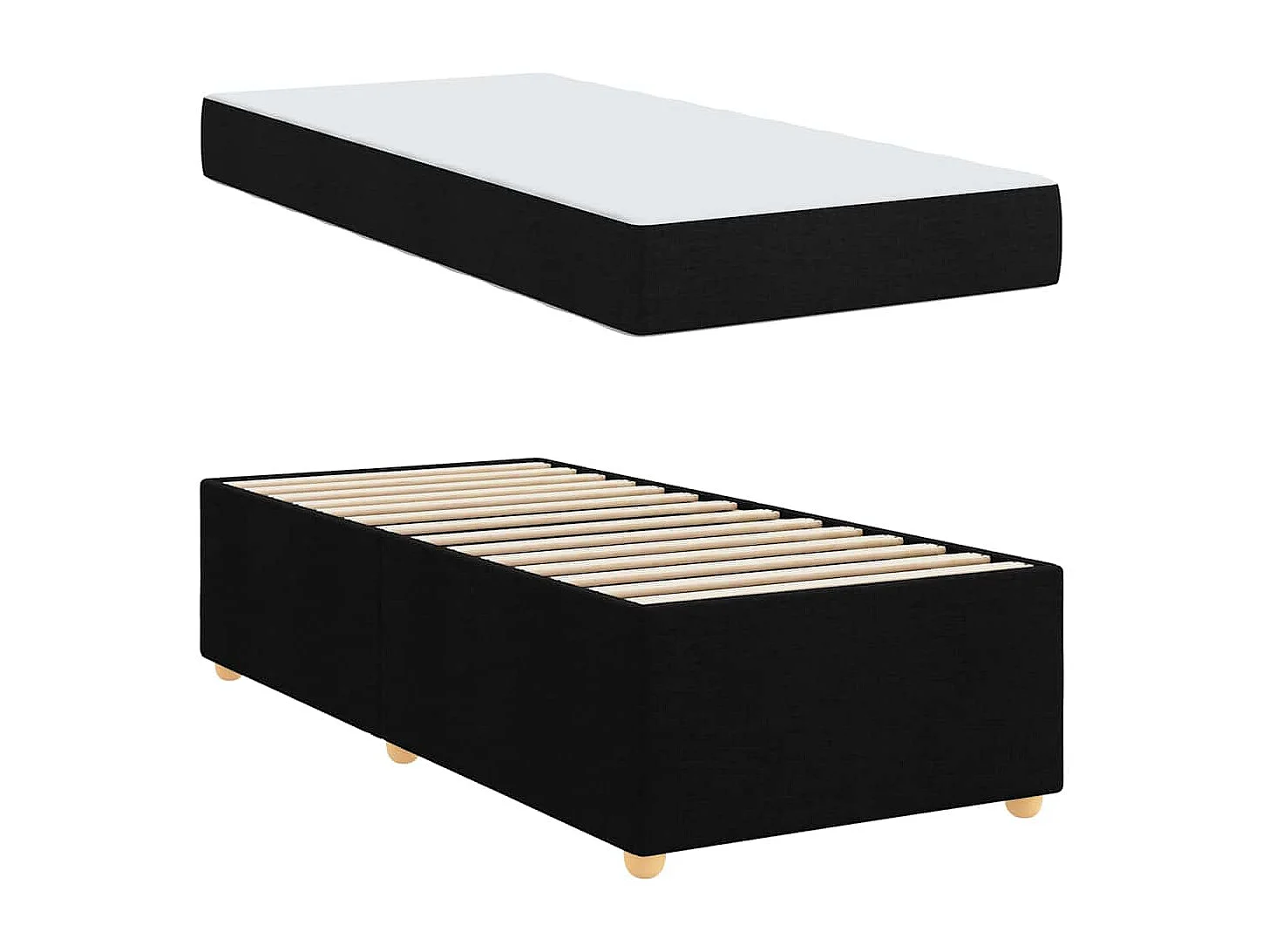 Lit simple | Lit adulte, enfant | Cadre de lit avec matelas Noir 80x200 cm tissu
