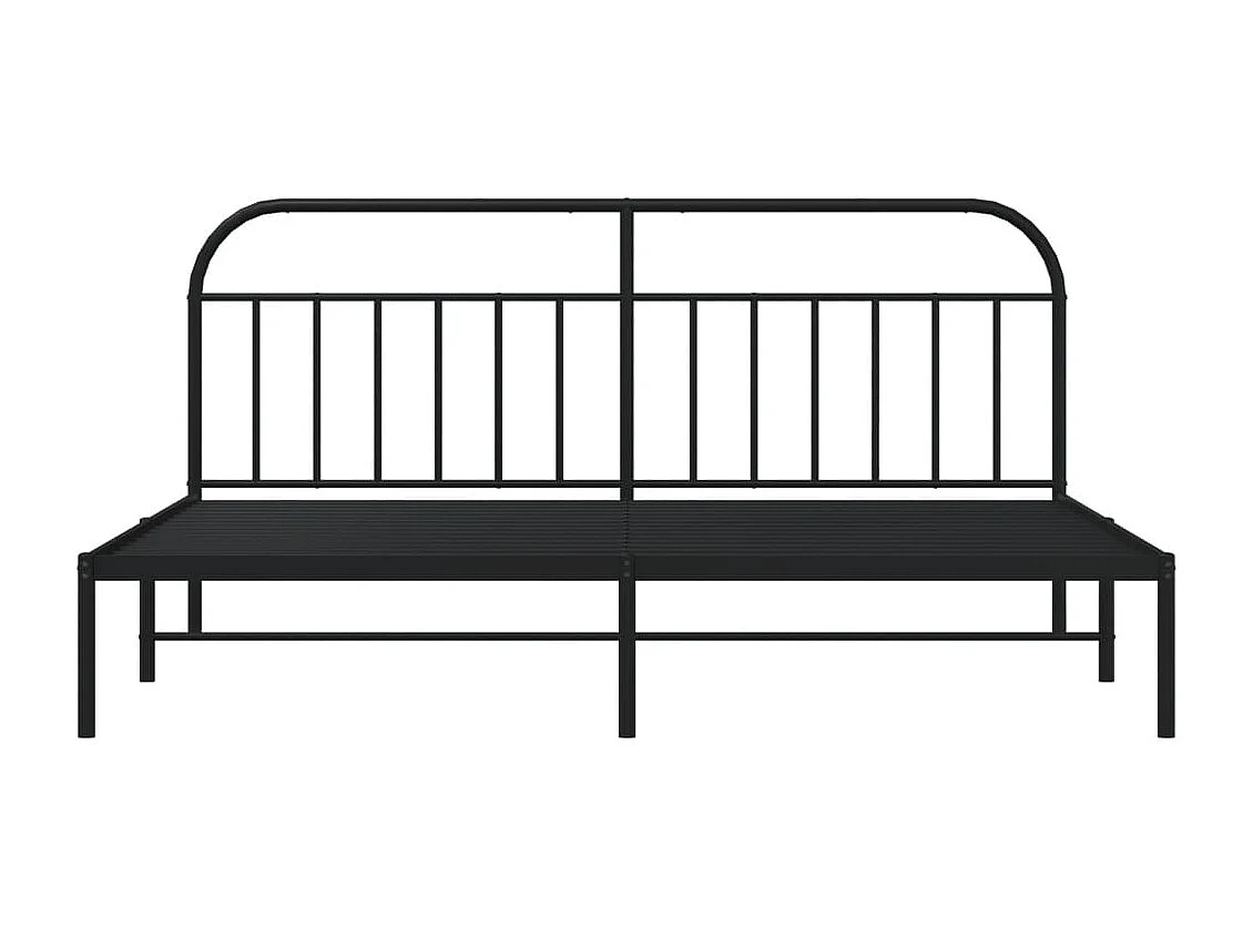 Lit double | Lit adulte | Cadre de lit métal avec tête de lit noir 200x200cm