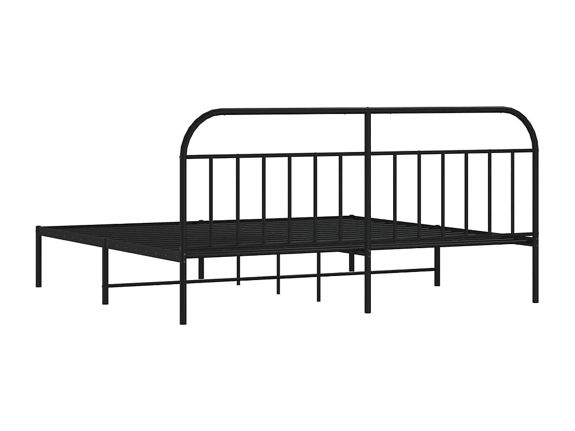 Lit double | Lit adulte | Cadre de lit métal avec tête de lit noir 200x200cm
