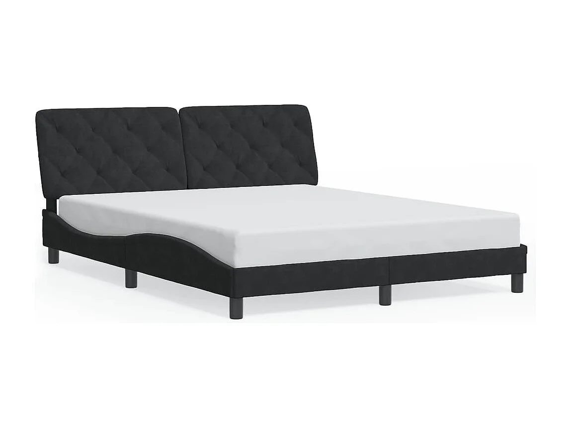 Lit double | Lit adulte | Cadre de lit avec LED noir 160x200 cm velours