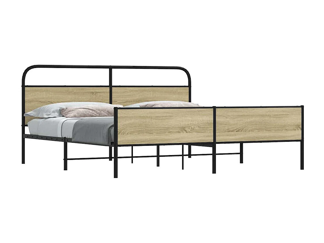 Lit double | Lit adulte | Cadre de lit en métal chêne sonoma 183x213 cm