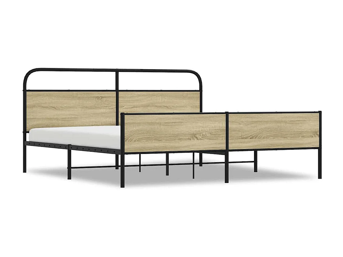 Lit double | Lit adulte | Cadre de lit en métal chêne sonoma 183x213 cm