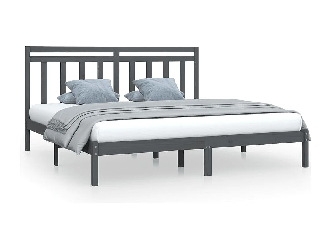 Lit double | Lit adulte | Cadre de lit gris 200x200 cm bois massif