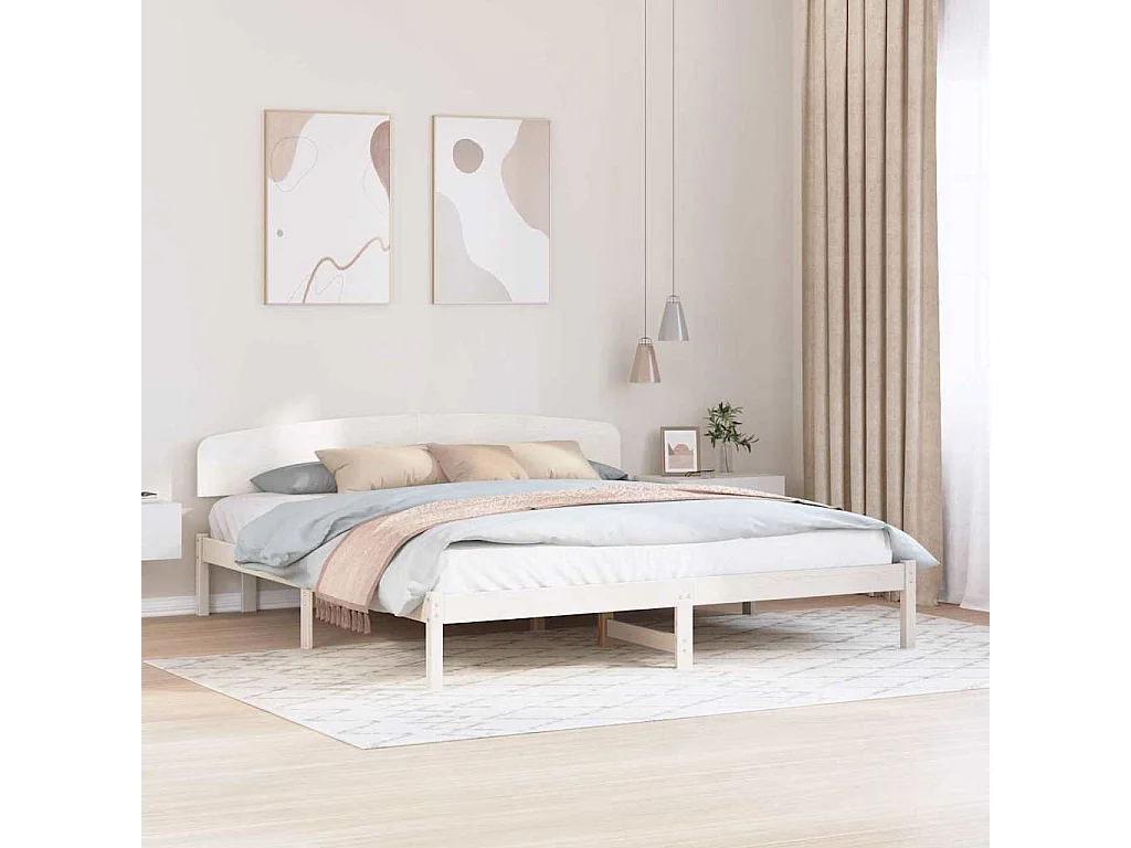 Lit double | Lit adulte | Cadre de lit Blanc 180x200 cm Bois de pin massif