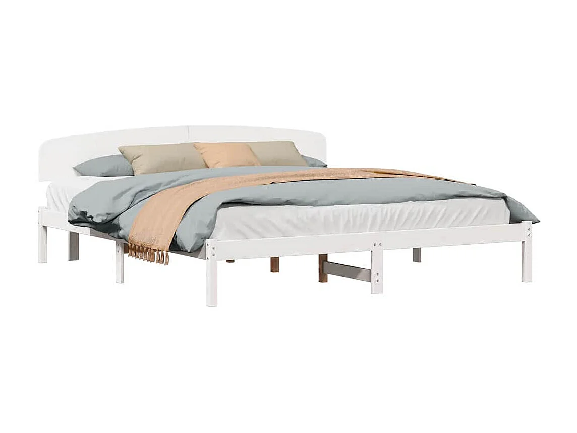 Lit double | Lit adulte | Cadre de lit Blanc 180x200 cm Bois de pin massif