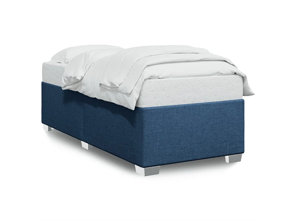 Lit simple | Lit adulte, enfant | Cadre de lit bleu 90x200 cm tissu