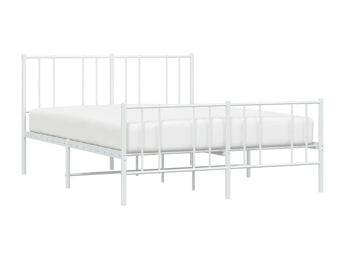 Lit double | Lit adulte | Cadre de lit métal et pied de lit blanc 140x200 cm
