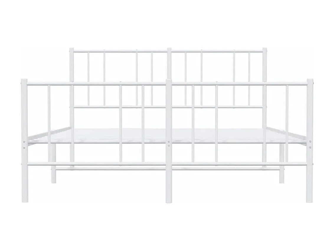 Lit double | Lit adulte | Cadre de lit métal et pied de lit blanc 140x200 cm