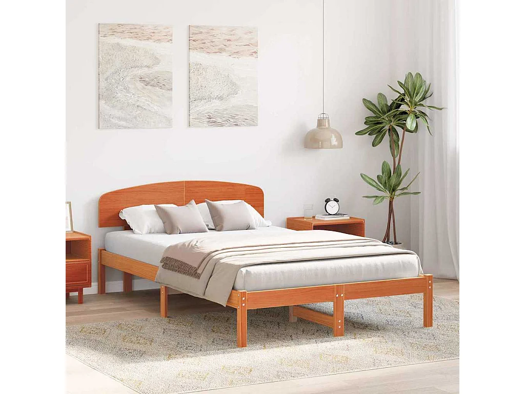 Lit double | Lit adulte | Cadre de lit Marron 135x190 cm Bois de pin massif