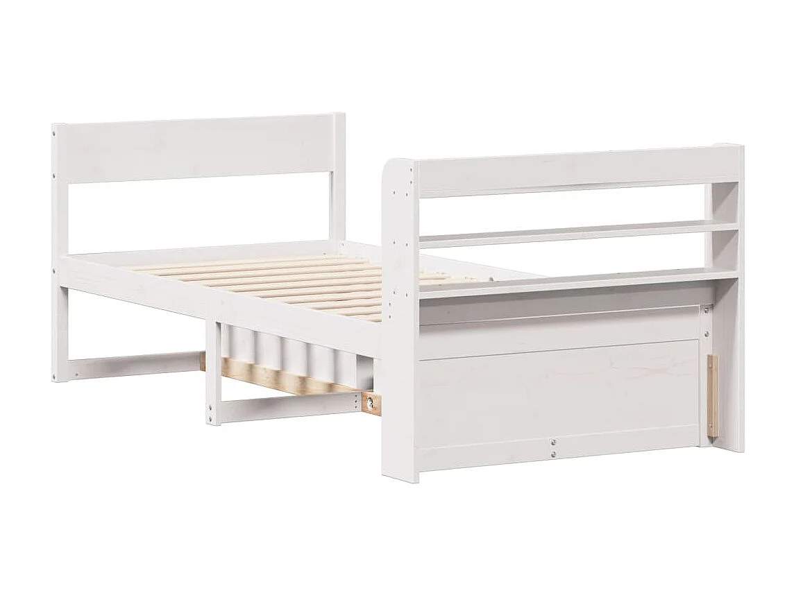 Lit simple | Lit adulte, enfant | Cadre de lit blanc 90x200 cm bois de pin massif