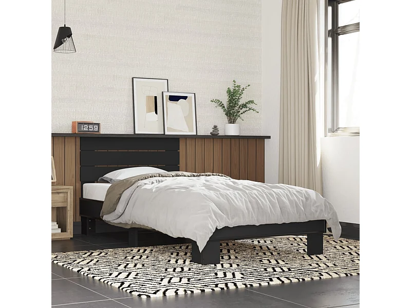 Lit simple | Lit adulte, enfant | Cadre de lit noir 90x200 cm