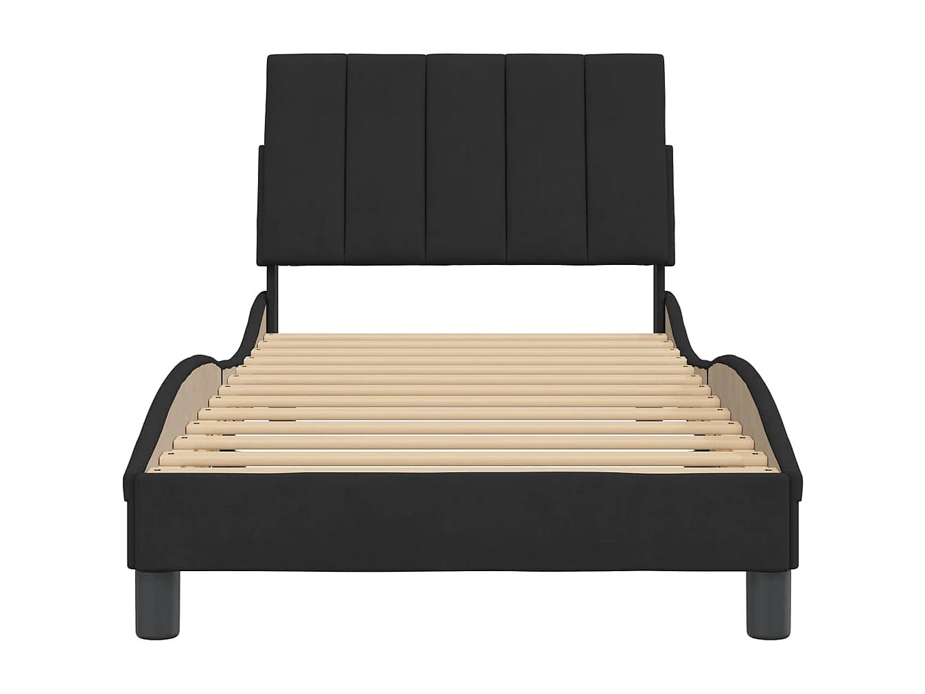 Bedframe | Eenpersoonsbed zonder matras "Hanko" fluweel zwart 90x190 cm