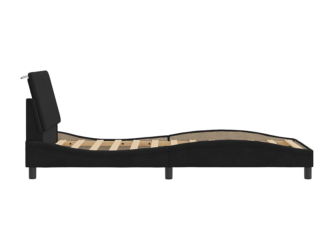 Bedframe | Eenpersoonsbed zonder matras "Hanko" fluweel zwart 90x190 cm