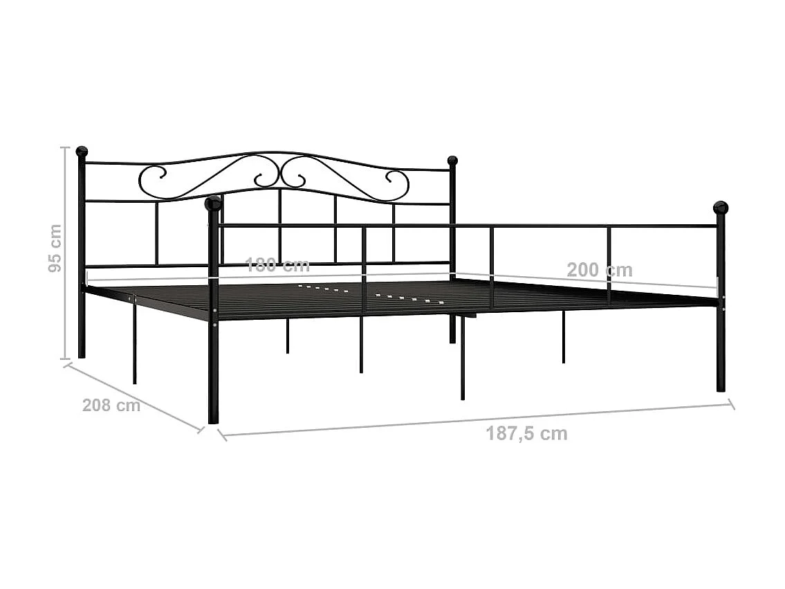 Lit double | Lit adulte | Cadre de lit noir métal 180x200 cm