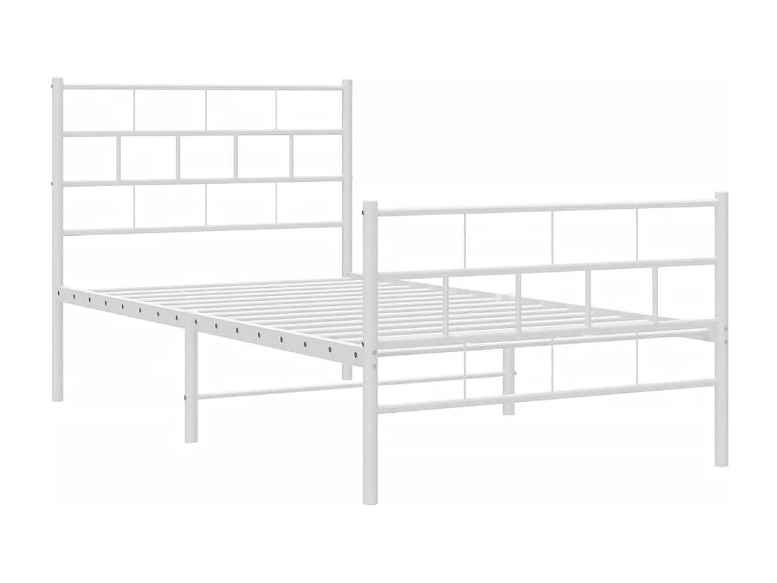 Lit simple | Lit adulte, enfant | Cadre de lit métal et pied de lit blanc 107x203 cm