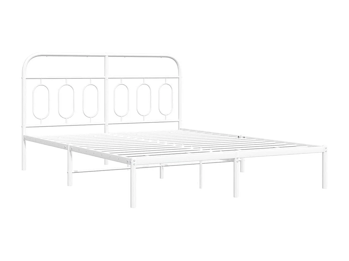 Lit double | Lit adulte | Cadre de lit métal et tête de lit blanc 150x200 cm