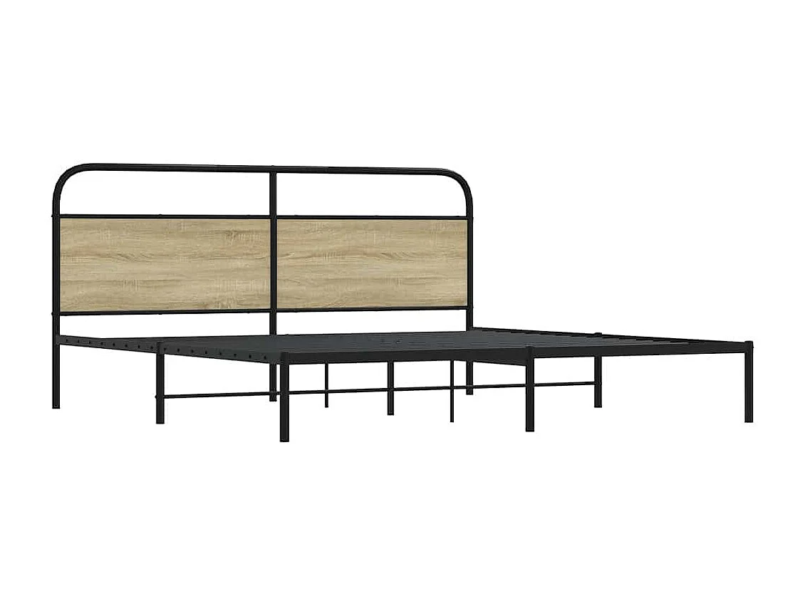 Lit double | Lit adulte | Cadre de lit en métal chêne sonoma 193x203 cm