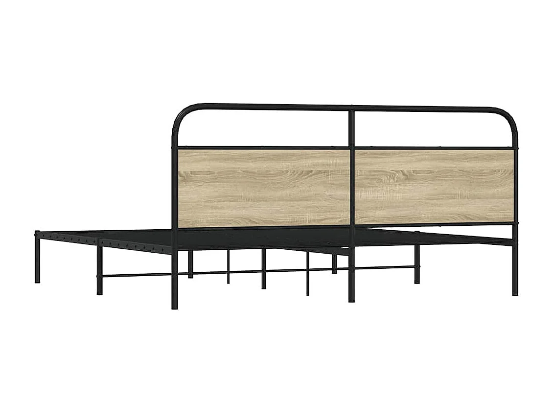 Lit double | Lit adulte | Cadre de lit en métal chêne sonoma 193x203 cm