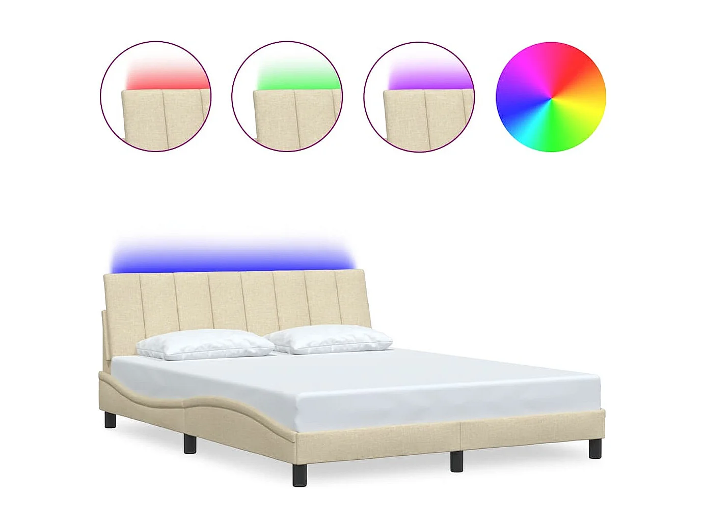 Letto per adulti | Letto matrimoniale | Giroletto senza Materasso Hanko Crema 160x200 cm in Tessuto