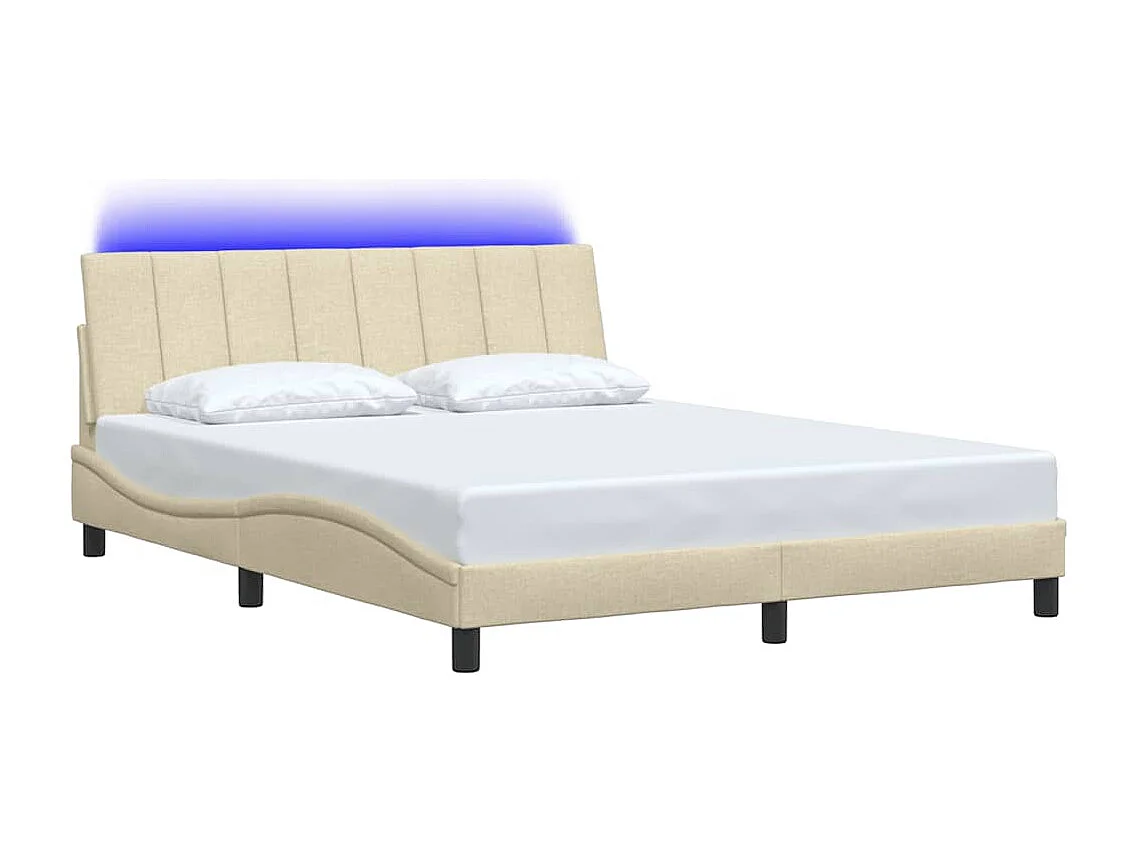 Letto per adulti | Letto matrimoniale | Giroletto senza Materasso Hanko Crema 160x200 cm in Tessuto